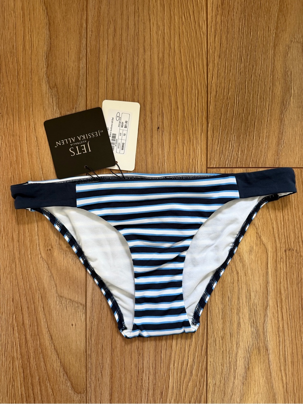 JETS AUSTRALIA JESSIKA ALLEN Striped Bikini Bottom in Navy NWT Size 6